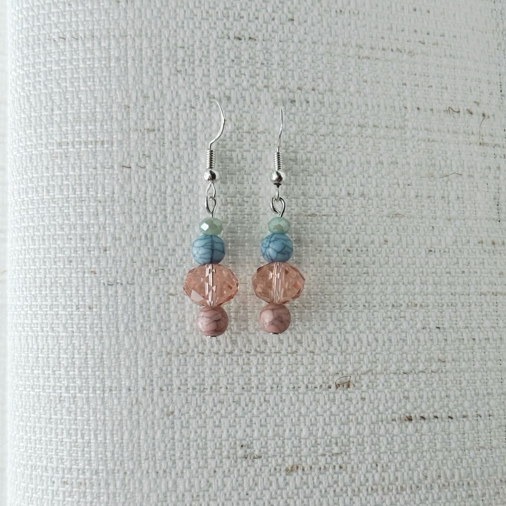 Pink Crystal silver Earrings